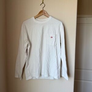 Danton France Workwear Long Sleeve Pocket Tee | White | Men’s M